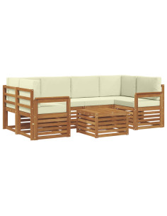Set divani 7 pcs Naturale e Crema Legno di Acacia Massello 2