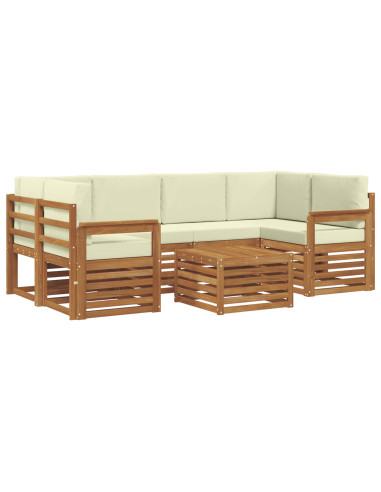 Set divani 7 pcs Naturale e Crema Legno di Acacia Massello