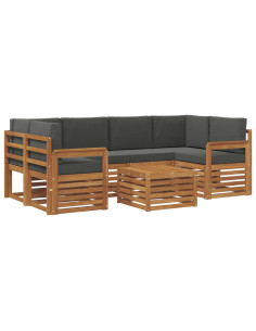 Set divani 7 pcs Naturale e Antracite Legno di Acacia Massello 2