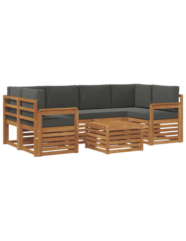 Set divani 7 pcs Naturale e Antracite Legno di Acacia Massello