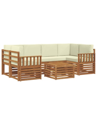 Set divani 7 pcs Naturale e Crema Legno di Acacia Massello