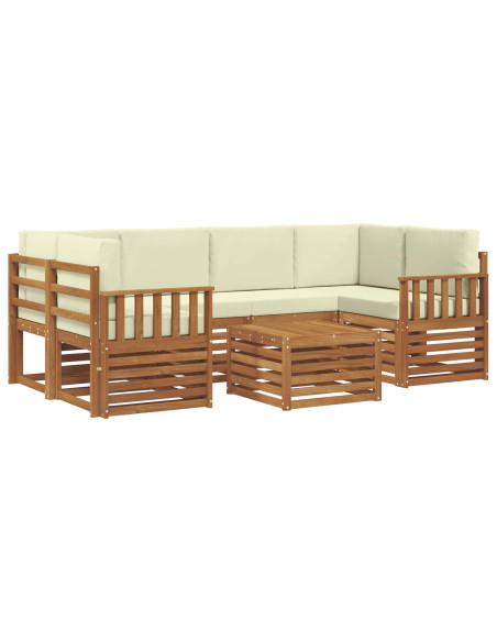 Set divani 7 pcs Naturale e Crema Legno di Acacia Massello