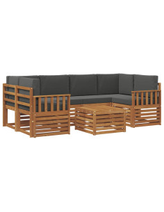 Set divani 7 pcs Naturale e Antracite Legno di Acacia Massello 2