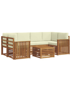 Set divani 7 pcs Naturale e Crema Legno di Acacia Massello 2