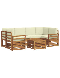 Set divani 7 pcs Naturale e Crema Legno di Acacia Massello 2