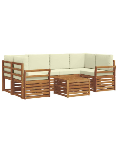 Set divani 7 pcs Naturale e Crema Legno di Acacia Massello