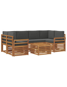 Set divani 7 pcs Naturale e Antracite Legno di Acacia Massello 2