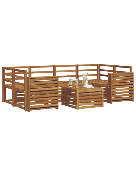 Set divani 7 pcs Naturale Legno di Acacia Massello