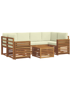 Set divani 7 pcs Naturale e Crema Legno di Acacia Massello 2