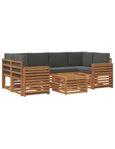 Set divani 7 pcs Naturale e Antracite Legno di Acacia Massello 2