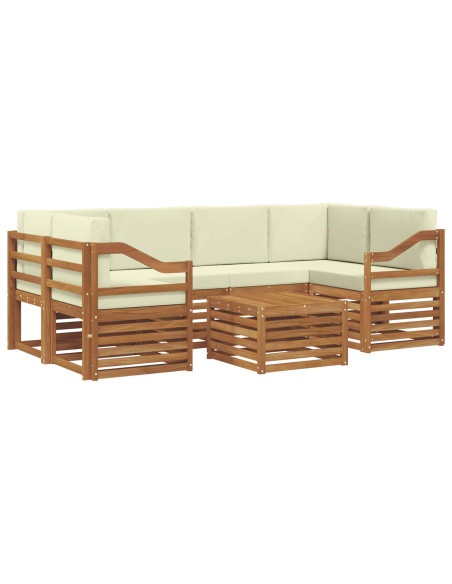 Set divani 7 pcs Naturale e Crema Legno di Acacia Massello