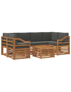 Set divani 7 pcs Naturale e Antracite Legno di Acacia Massello 2