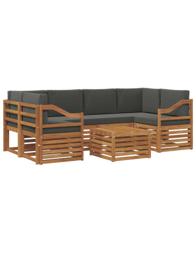 Set divani 7 pcs Naturale e Antracite Legno di Acacia Massello