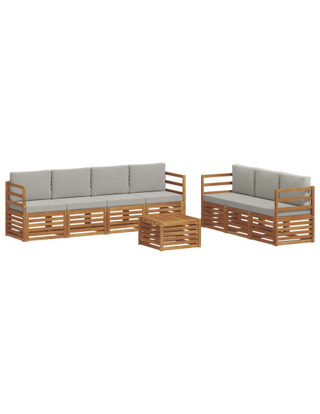 Set divani con cuscino 8 pcs Grigio Naturale e Chiaro