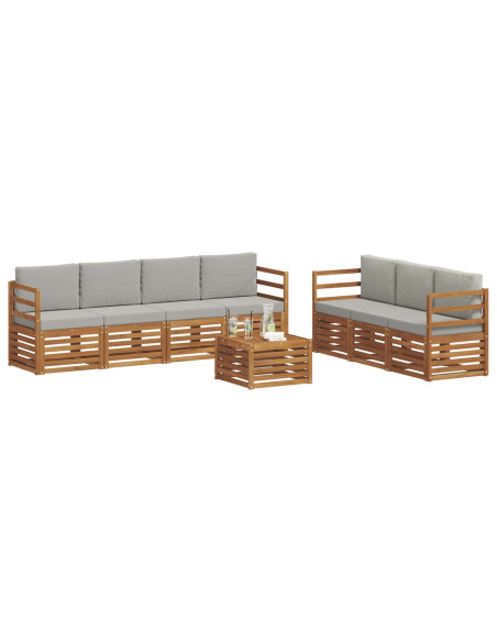 Set divani con cuscino 8 pcs Grigio Naturale e Chiaro