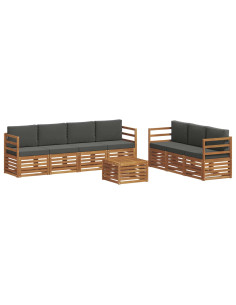 Set divani 8 pcs Naturale e Antracite Legno di Acacia Massello 2