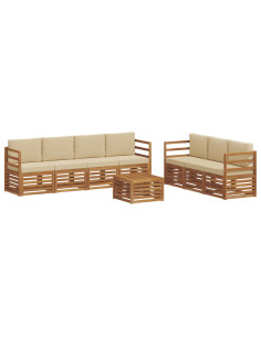 Set divani 8 pcs Naturale e Beige Legno di Acacia Massello 2