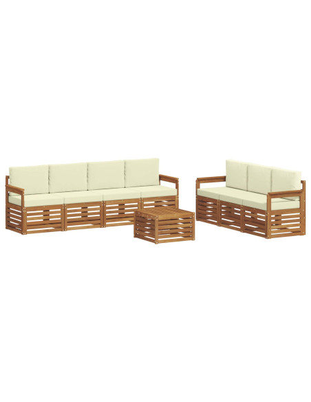 Set divani 8 pcs Naturale e Crema Legno di Acacia Massello