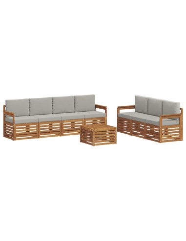 Set divani con cuscino 8 pcs Grigio Naturale e Chiaro