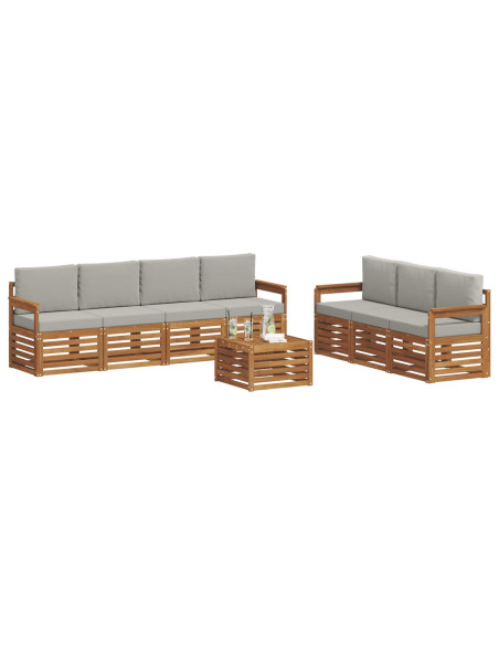 Set divani con cuscino 8 pcs Grigio Naturale e Chiaro