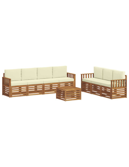 Set divani 8 pcs Naturale e Crema Legno di Acacia Massello