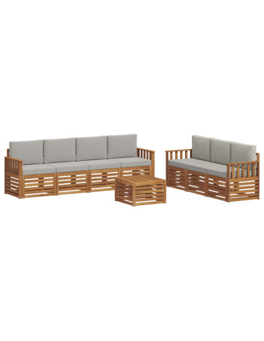 Set divani con cuscino 8 pcs Grigio Naturale e Chiaro