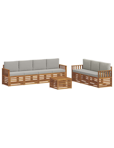 Set divani con cuscino 8 pcs Grigio Naturale e Chiaro