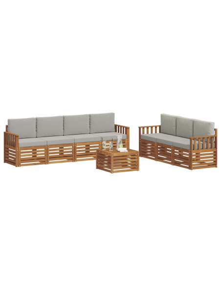 Set divani con cuscino 8 pcs Grigio Naturale e Chiaro