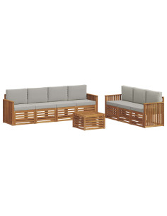 Set divani con cuscino 8 pcs Grigio Naturale e Chiaro 2