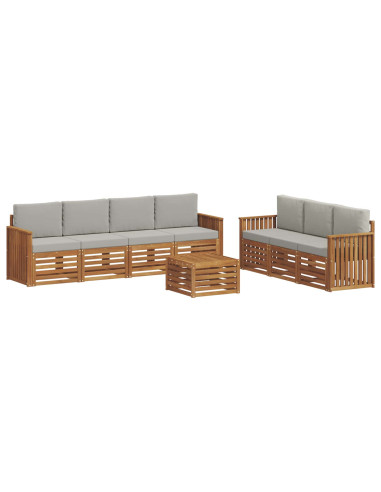 Set divani con cuscino 8 pcs Grigio Naturale e Chiaro