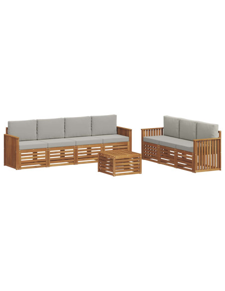 Set divani con cuscino 8 pcs Grigio Naturale e Chiaro