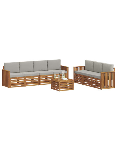 Set divani con cuscino 8 pcs Grigio Naturale e Chiaro