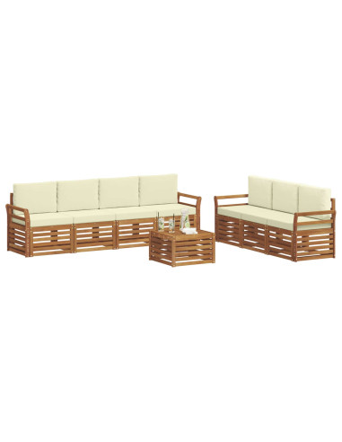 Set divani 8 pcs Naturale e Crema Legno di Acacia Massello