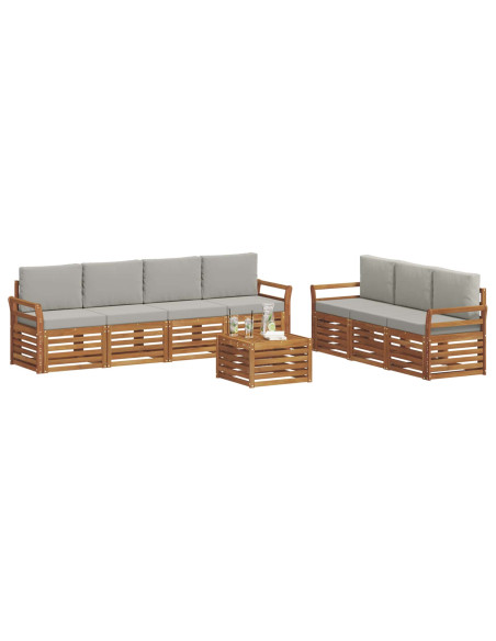Set divani con cuscino 8 pcs Grigio Naturale e Chiaro