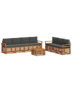 Set divani 8 pcs Naturale e Antracite Legno di Acacia Massello 2