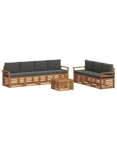 Set divani 8 pcs Naturale e Antracite Legno di Acacia Massello