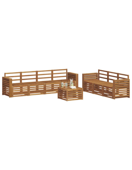 Set divani 8 pcs Naturale Legno di Acacia Massello