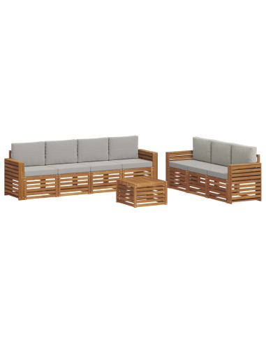 Set divani con cuscino 8 pcs Grigio Naturale e Chiaro