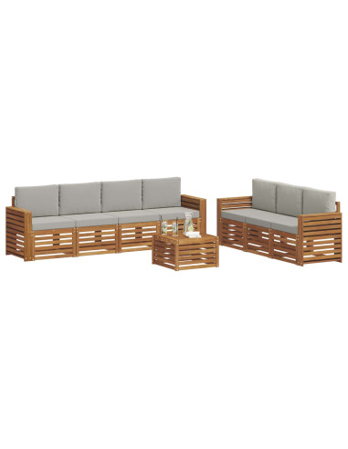 Set divani con cuscino 8 pcs Grigio Naturale e Chiaro