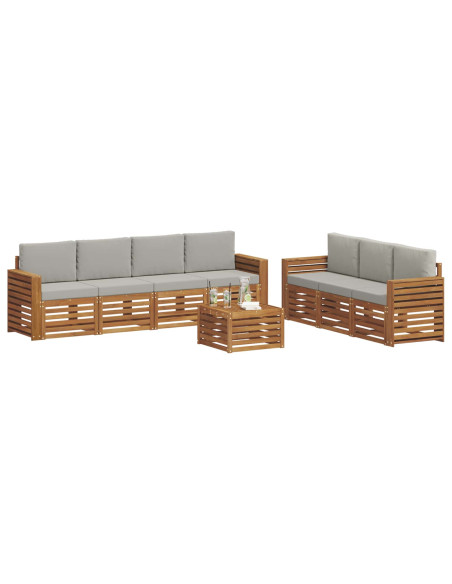 Set divani con cuscino 8 pcs Grigio Naturale e Chiaro