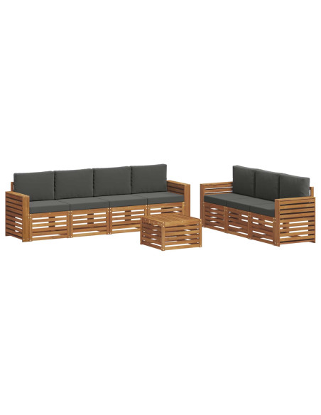Set divani 8 pcs Naturale e Antracite Legno di Acacia Massello