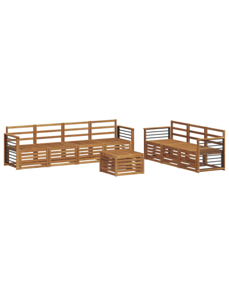 Set divani 8 pcs Naturale Legno di Acacia Massello