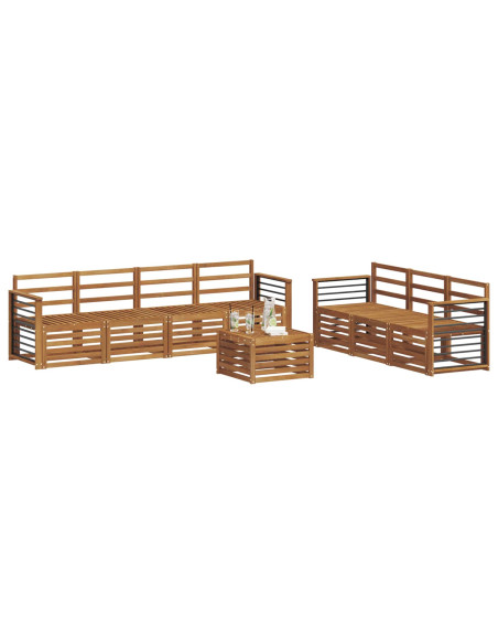 Set divani 8 pcs Naturale Legno di Acacia Massello
