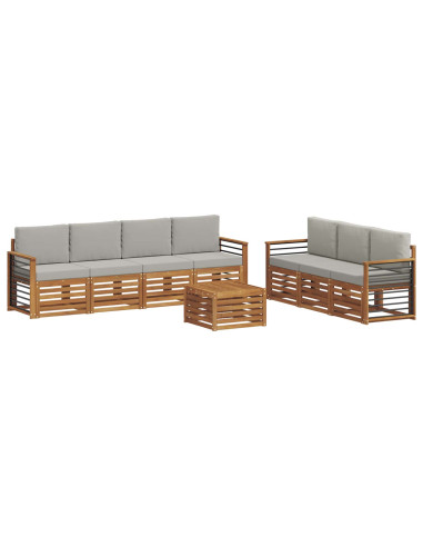 Set divani con cuscino 8 pcs Grigio Naturale e Chiaro