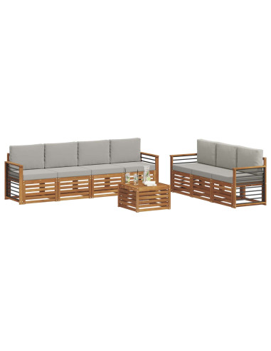 Set divani con cuscino 8 pcs Grigio Naturale e Chiaro