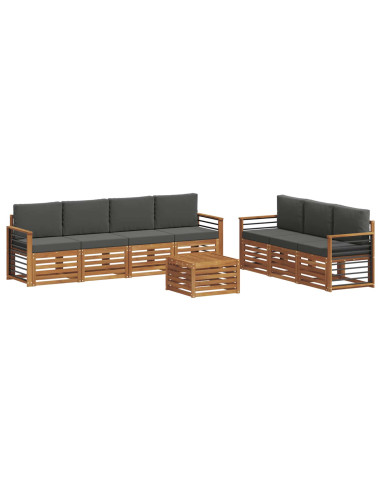 Set divani 8 pcs Naturale e Antracite Legno di Acacia Massello