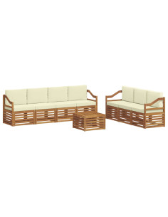 Set divani 8 pcs Naturale e Crema Legno di Acacia Massello 2