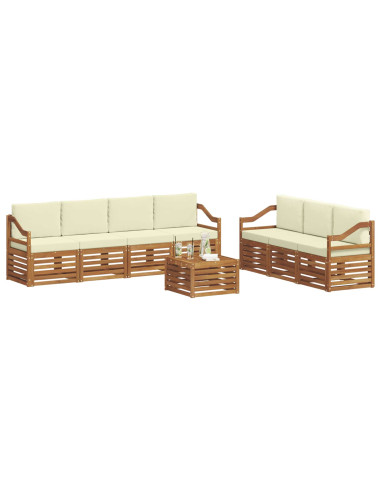 Set divani 8 pcs Naturale e Crema Legno di Acacia Massello