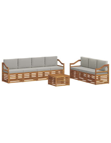 Set divani con cuscino 8 pcs Grigio Naturale e Chiaro