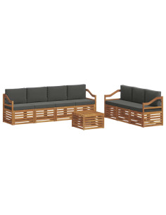 Set divani 8 pcs Naturale e Antracite Legno di Acacia Massello 2
